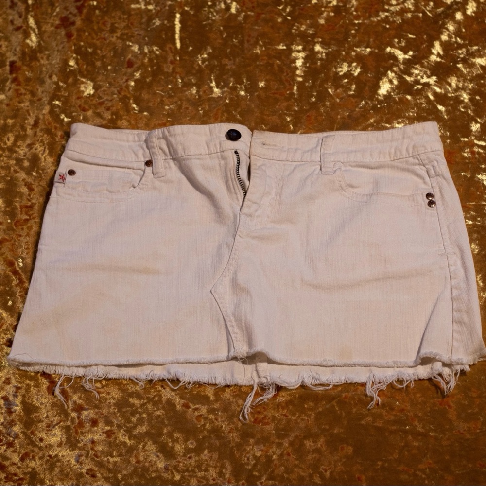 White Denim Mini Skirt
